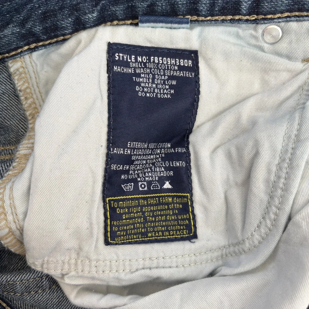 Phat Farm Men Baggy Denim Shorts Blue Medium Wash Y2K Hip Hop Size 40 FB509H380R